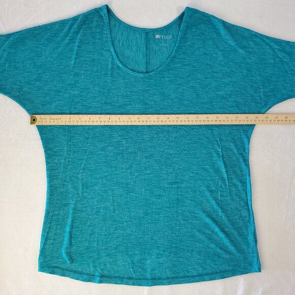 Stylus Top Teal Pullover Round Neck 3/4 Sleeve Women's Size Large - Picture 4 of 8